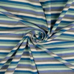 Jersey Baumwolle Streifen Bunt Blau Grün