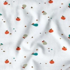 Jersey Baumwolle Äpfel Birnen Weiß