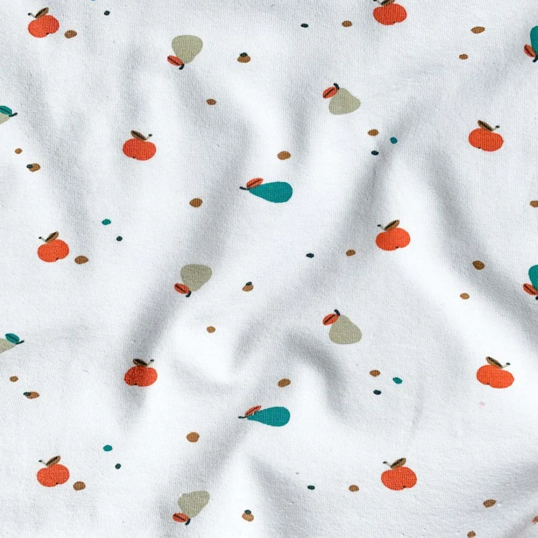 Jersey Baumwolle Äpfel Birnen Weiß 1 Jersey Baumwolle Äpfel Birnen Weiß