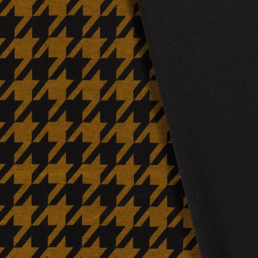 Jersey Milano Polyester Hahnenfuß Ockerfarben Schwarz 2 Jersey Milano Polyester Hahnenfuß Ockerfarben Schwarz – Bild 2