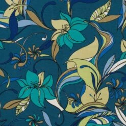 Viskosejersey Blumen 70er Blau