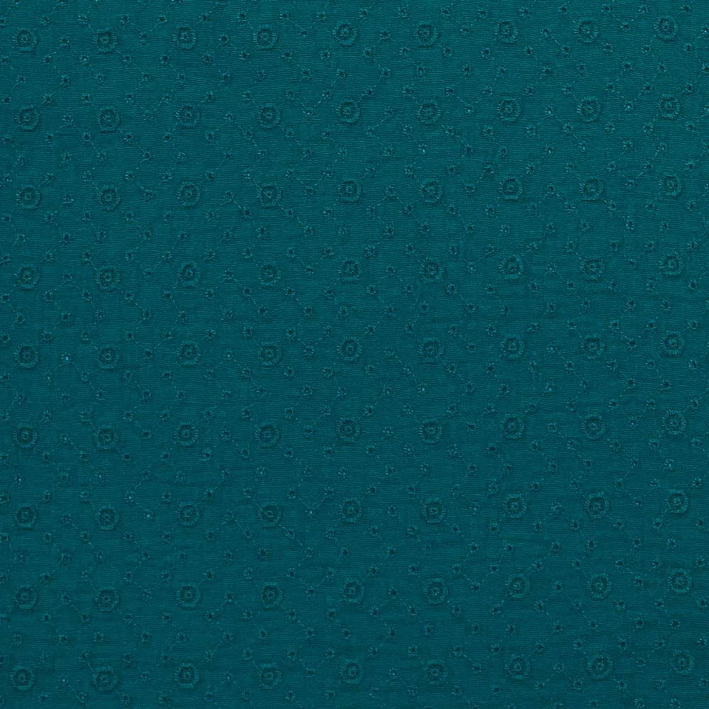 Musselin Blumenstickerei Blau 2 Musselin Blumenstickerei Blau – Bild 2