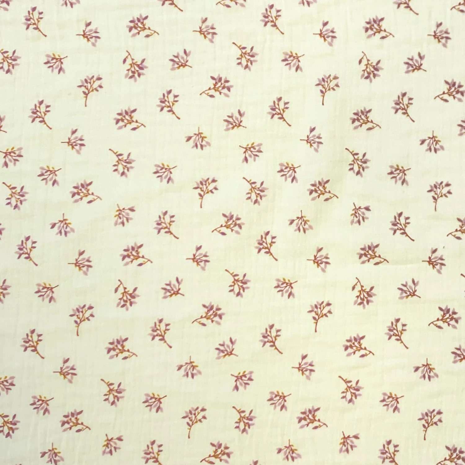 Musselin Frühlingsblumenmuster Rosa / Cremefarbener Hintergrund 2 Musselin Frühlingsblumenmuster Rosa / Cremefarbener Hintergrund – Bild 2