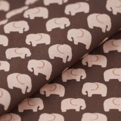 Baumwoll-Popeline Elefanten Schokolade
