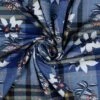 Jersey Baumwolle Tartan Blumen Blau