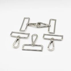 5er-Set Karabinerhaken Tasche Silber - 50mm