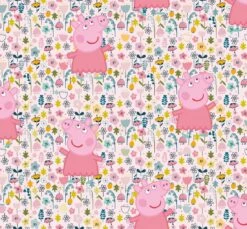 Cretonne Kids Peppa Wutz Blumen Rosa