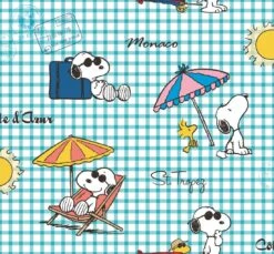 Cretonne Kids Snoopy Am Strand Gingham Türkis