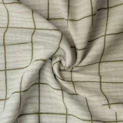 Musselin Karomuster Ecru/Farngrün