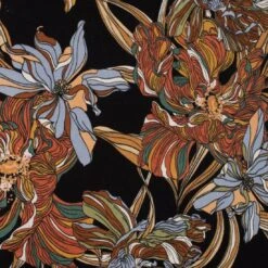 Viskosejersey Blumen Schwarz