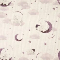 Jersey Baumwolle Geprägt Ecru Elefanten Malve