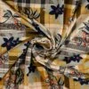 Jersey Baumwolle Tartan Blumen Blumen Marineblau Ecru