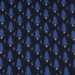 Baumwolljersey RaketenmusterBlau Schwarz