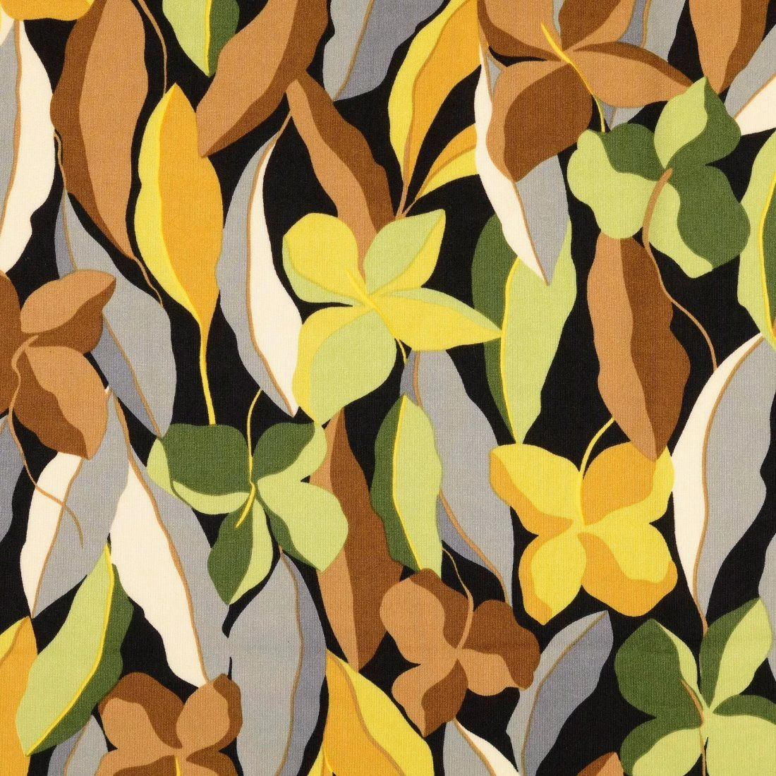 Jersey Scuba Blätter Gelb Grau 2 Jersey Scuba Blätter Gelb Grau – Bild 2