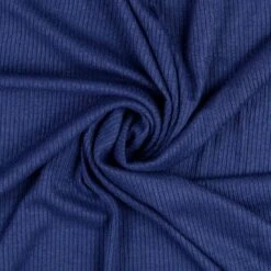 Jersey Strick Viskose Fein Gerippt Marineblau