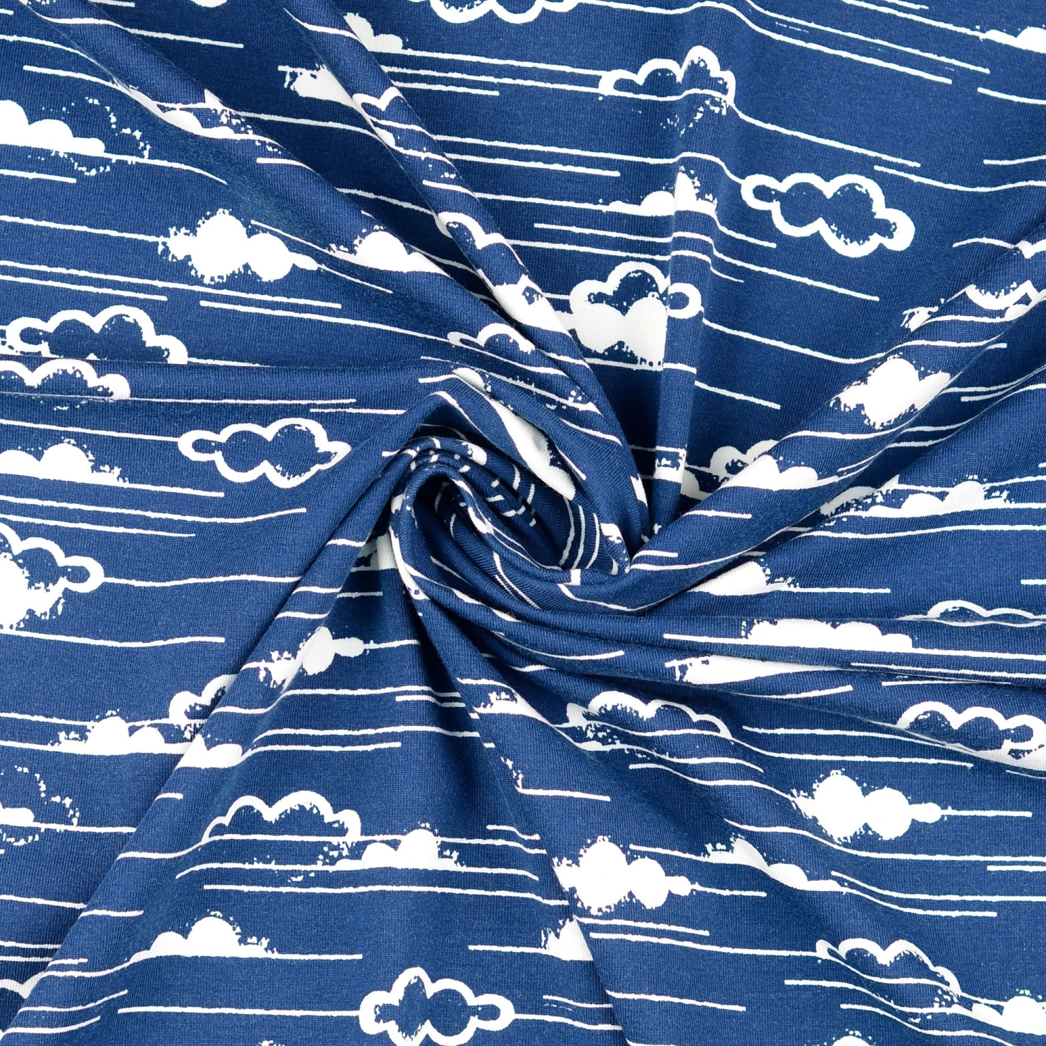 Jersey Bio Baumwolle Wolken Marineblau 2 Jersey Bio Baumwolle Wolken Marineblau – Bild 2