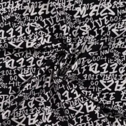 Jersey Baumwolle Buchstaben Weiß Schwarz