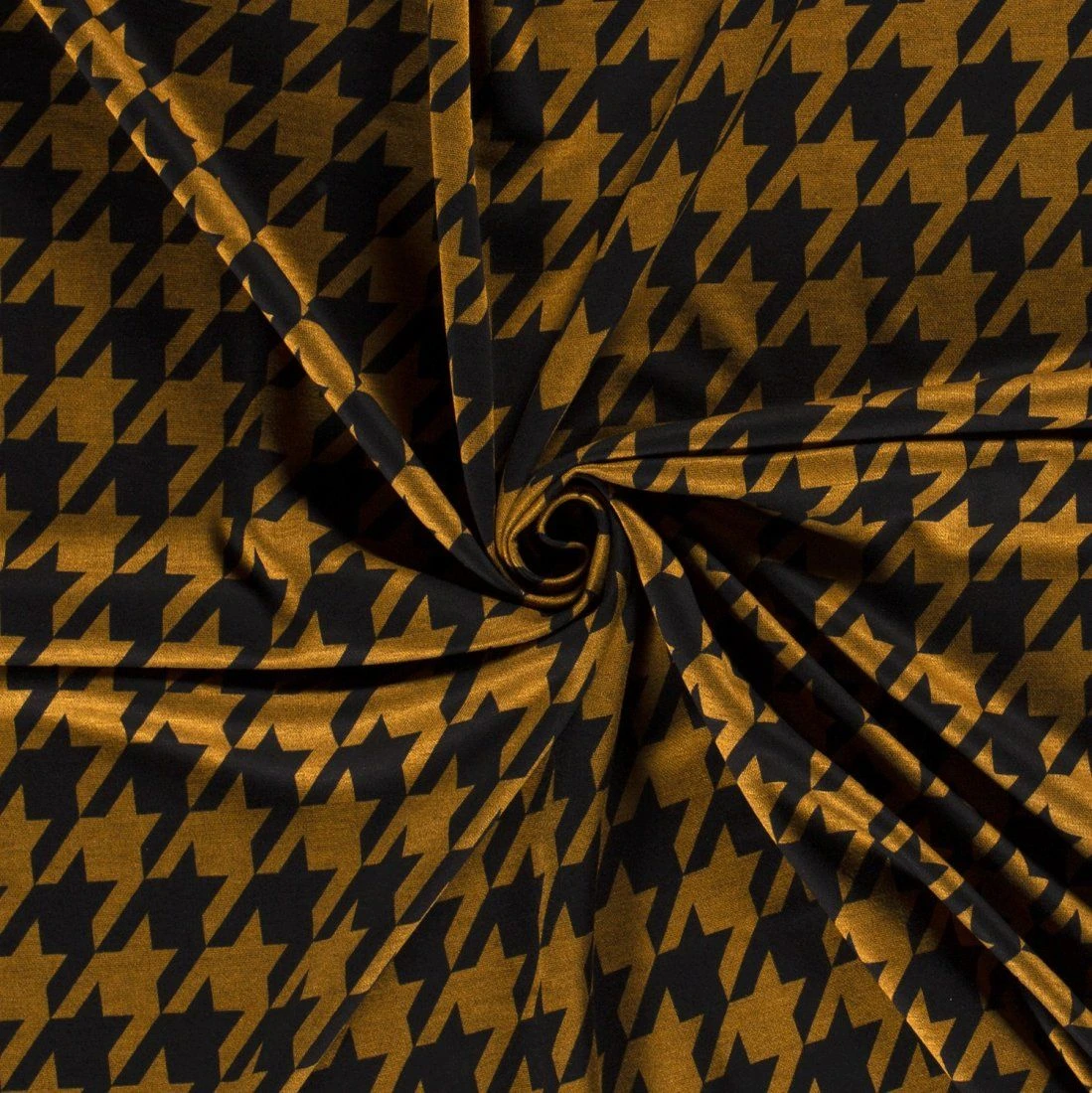 Jersey Milano Polyester Hahnenfuß Ockerfarben Schwarz 1 Jersey Milano Polyester Hahnenfuß Ockerfarben Schwarz