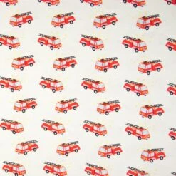 Jersey Baumwolle Feuerwehrautos Ecru