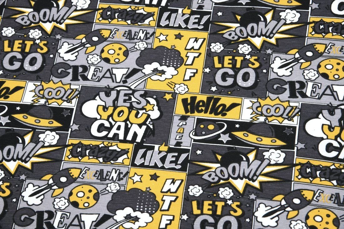 Baumwolljersey Comic Pop Grau 3 Baumwolljersey Comic Pop Grau – Bild 3