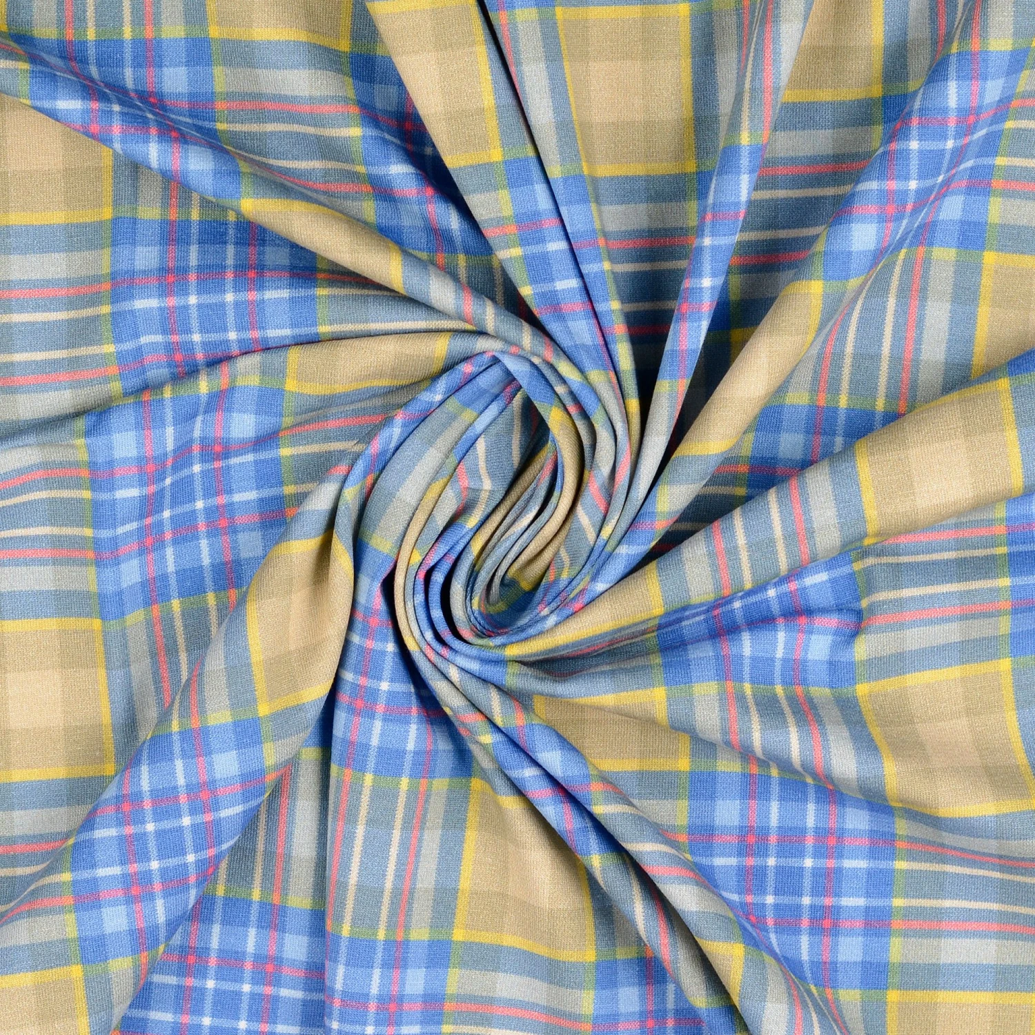 Jersey Digital Print Stretch Tartan Blau 2 Jersey Digital Print Stretch Tartan Blau – Bild 2