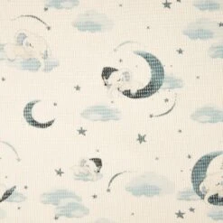 Jersey Baumwolle Geprägt Ecru Elefanten Blau