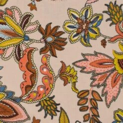 Viskosejersey Indische Blumenbeige