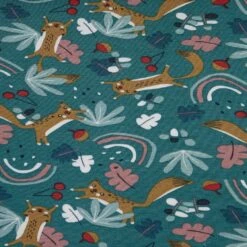 Baumwolljersey Mit Leopardenmuster Und Grünem Regenbogen