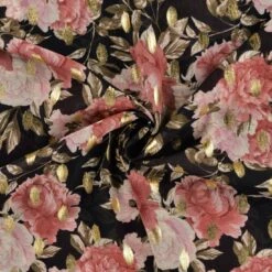 Jersey Blumen Golden Schwarz