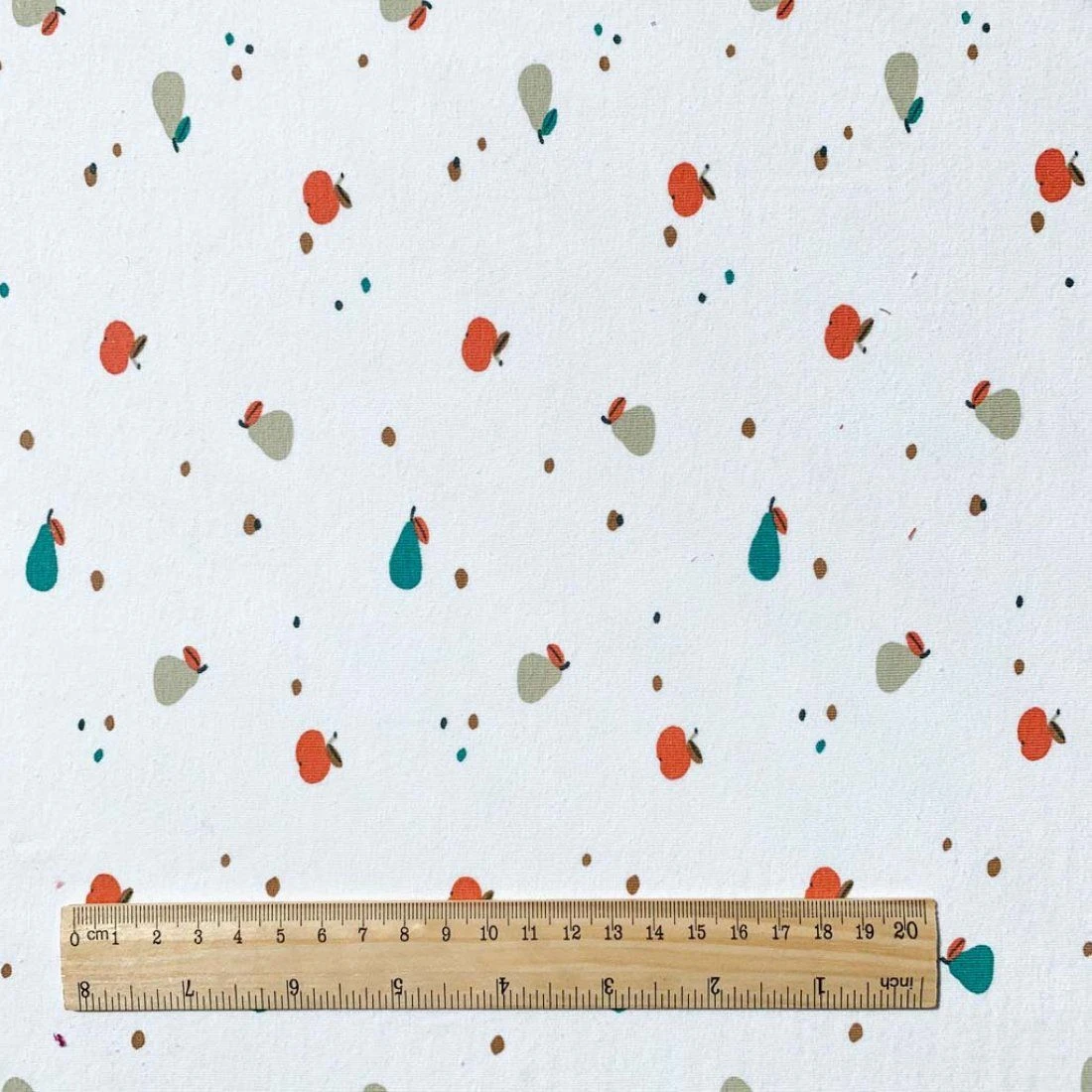 Jersey Baumwolle Äpfel Birnen Weiß 3 Jersey Baumwolle Äpfel Birnen Weiß – Bild 3