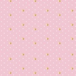 Jersey Baumwolle Kronen Punkte Weiß/Rosa