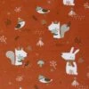 Baumwolljersey Mit Tiermotiven Und Pilzen In Rostfarbe