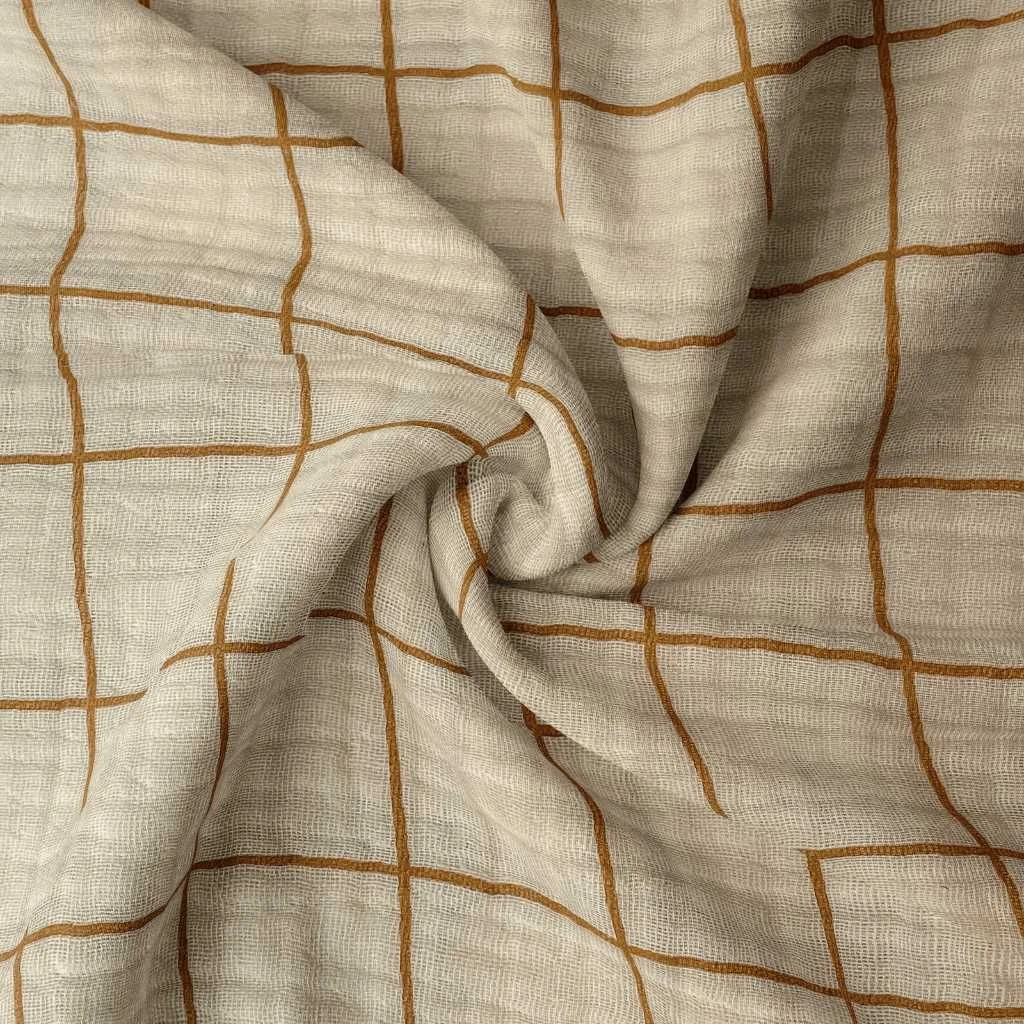 Musselin Karomuster Elfenbein / Braun 1 Musselin Karomuster Elfenbein / Braun