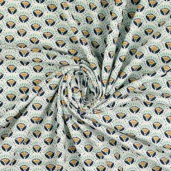 Jersey Baumwolle Blumen Blau Gelb