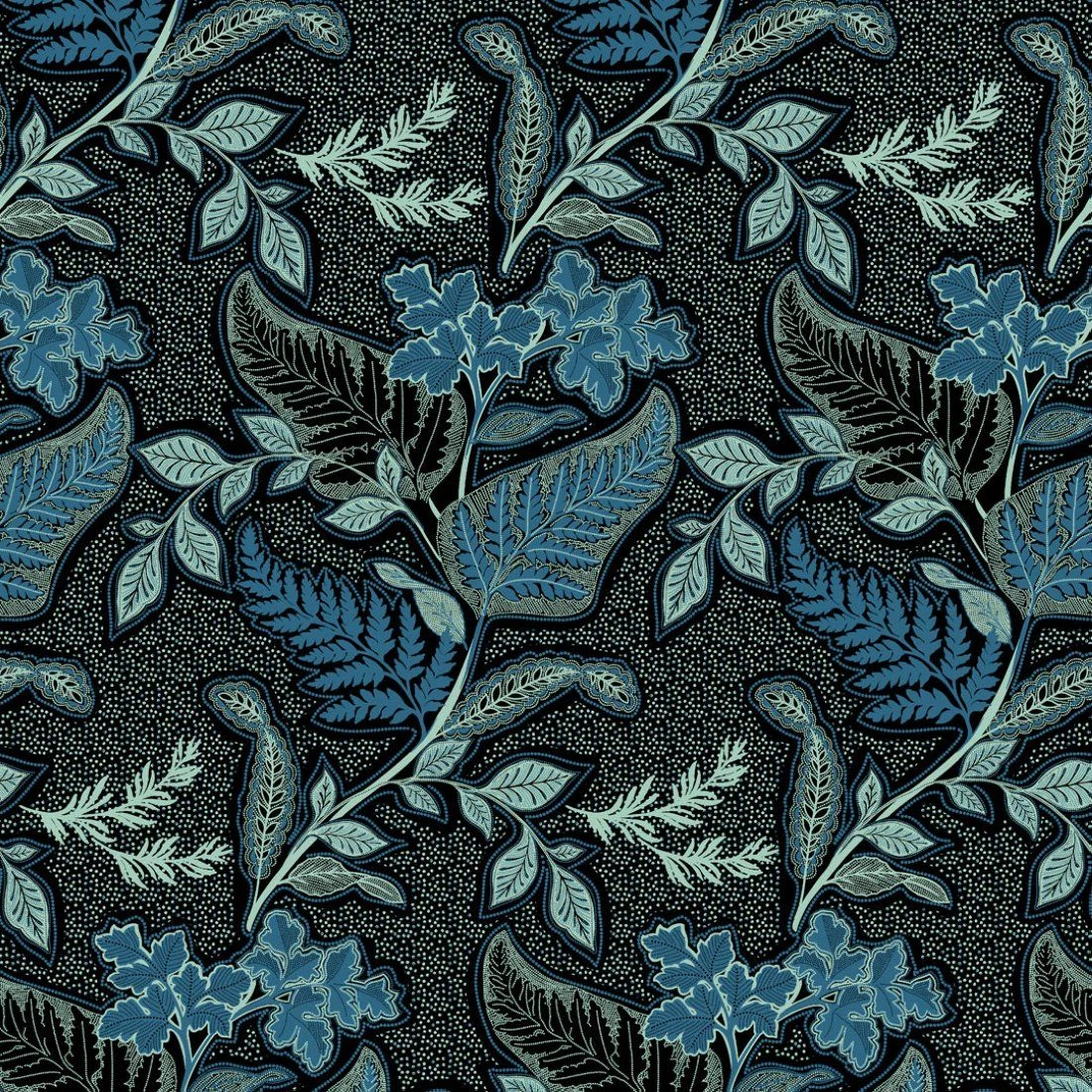 Viskosejersey Blumenblau 1 Viskosejersey Blumenblau