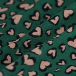 Baumwoll-Jersey Mit Herzen-Print Rosa Grün