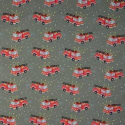 Jersey Baumwolle Feuerwehrautos Grau