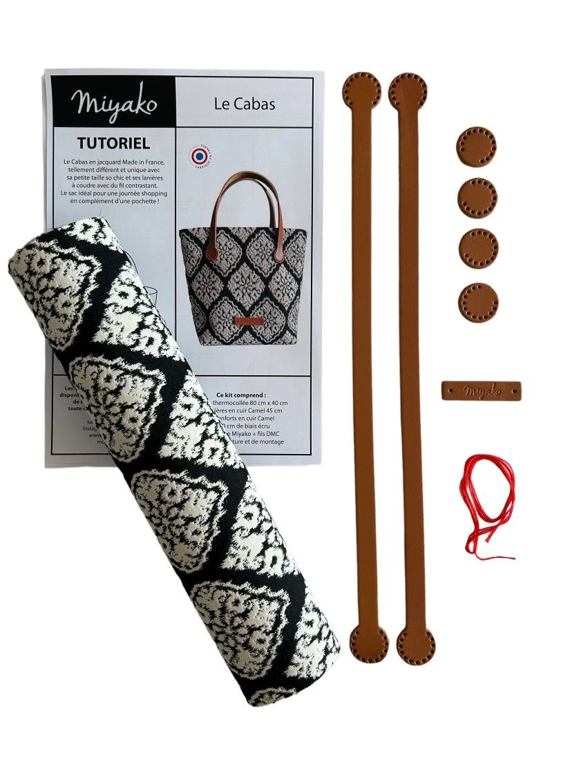 Nähset Jacquard-Tasche Schwarz Riemen 45 Cm Kamel - Miyako 5 Nähset Jacquard-Tasche Schwarz Riemen 45 Cm Kamel - Miyako – Bild 5