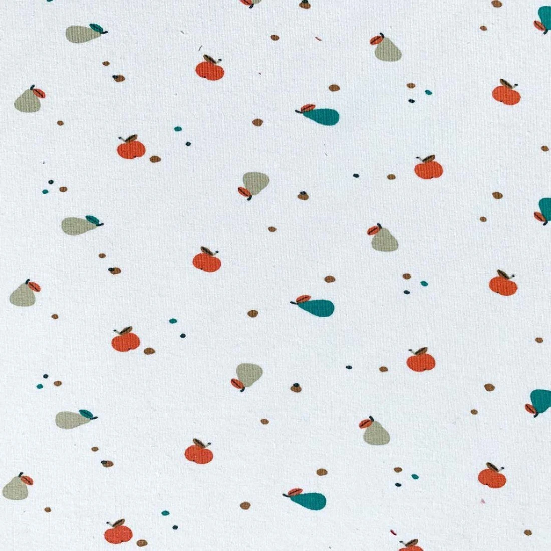 Jersey Baumwolle Äpfel Birnen Weiß 2 Jersey Baumwolle Äpfel Birnen Weiß – Bild 2