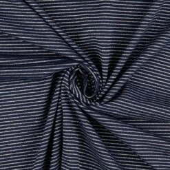 Jersey Baumwolle Streifen Blau Silberfarben