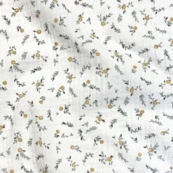 Musselin Blumenmuster Blauweiß